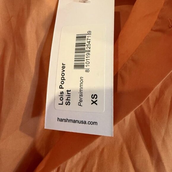 Harshman Lois Popover Shirt Puff Sleeves Persimmon Orange Extra Small XS NWT - Picture 5 of 5